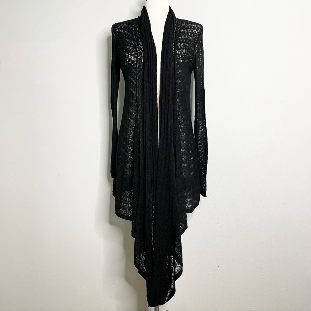 ALICE + OLIVIA BERGDORF GOODMAN High Low Open Front Crochet Cardigan Sweater